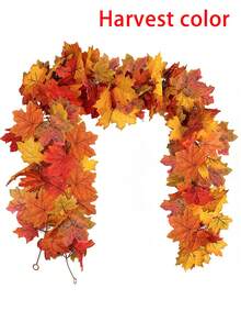 人造植物 1 件/套秋季枫叶花环，5.6 英尺人造枫叶秋季花环，悬挂秋季藤蔓，适用于餐桌秋季门框、感恩节、室内外装饰、秋季装饰、感恩节装饰 - 彩色 - 查看 12