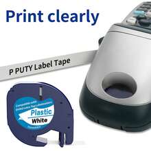 8 Rolls DYMO Label Maker Replacement Label Tape, Model 91331, Black On White Plastic Label Tape, 12mm X 4m (1/2" X 13'), Black On White, Compatible With Dymo LetraTag 200B, LT100H, LT100T, School Supplies, Back To School Season - Black On White - View 5