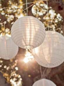 18PCS Mix Sizes White Round Chinese Paper Lanterns Assortment For Wedding Party Festival Decoration And DIY Painting Props