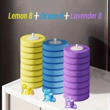 1pc Wallmount (No Drill Installation) Disposable Toilet Brush With 8pcs Brush Heads. Or Choose 24pcs Different Fragrance Disposable Sponge Brush Heads. Disposable Sponge Brush Heads With Cleaning Solution, Eid Al-Fitr Cleaning Supplies. Self-Open Close Toilet Brush Holder. Toilet Brush Holder Set, Bathroom Accessories.