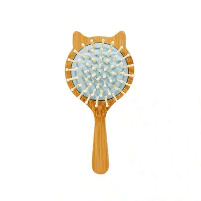 Raquete Mini Almofadada De Bambu Natural Cerdas de Bambu Antiestática
