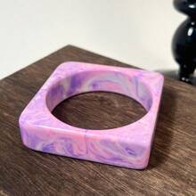 1pc Purple Pearlescent Asymmetrical Resin Bracelet, Lightweight & Durable Design Suitable For Daily Wear And Beach Parties, Versatile Accessory For All Seasons