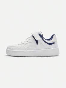 Balabala Kids Low-Top Canvas Sneakers 2025 New Breathable White Shoes - White and Blue - View 2