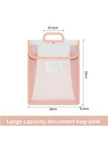 1pc A4 Double Layer Handle Bag, Transparent & Thick Multi-Function File Folder Bag, PVC Waterproof Student Homework Bag, Large Capacity, Stylish Minimalist Desk Organizer, Stationery Supply Subject Sorting Bag, Suitable For Daily Commuting, Back To School, School Supplies