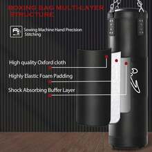 Unfilled Heavy Bag Training Set For Adults - Includes Gloves, Wraps, Chain & Hook For Boxing, MMA, Kickboxing - 黑色 - 查看 7