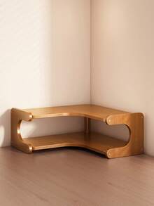 1 件竹制转角架，转角桌面架，多层台面调料架，带储物架，桌面双层收纳架，非常适合放书，装饰性和实用性架子，适用于家庭、酒吧或阳台装饰