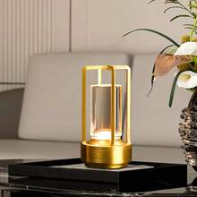 1 件便携式可充电无线 LED 灯，3 色可调光电池供电小型台灯适用于室内/室外、餐厅/卧室/酒吧/咖啡厅/露营 - 多款 - 查看 14