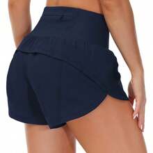 Women's High Waisted Running Shorts With Liner Quick Dry Athletic Workout Shorts With Zipper Pockets Yoga Lounge Active Workout Running Shorts Comfy Casual, Birthday/Holiday Gifts - Màu xanh hải quân - Xem 2