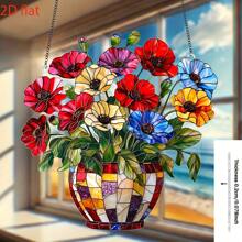20,32 cm x 20,32 cm lebendiger Mohn Acryl Fensterdekor - Fenster Hängedekoration für Zuhause und Garten, ideales Geschenk für Blumenliebhaber, ohne Strombedarf, geeignet für Wohnzimmer, Büro und Outdoor Bereiche