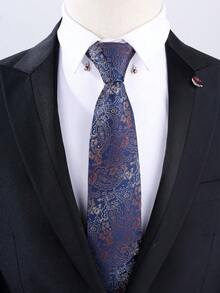 1 件男士免结拉链款黑色斜领带英伦复古领带适合商务宴会和日常穿着、婚礼男士领带