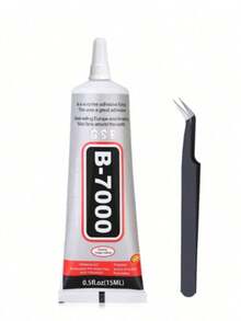 1.69oz B-7000 Super Jewelry Glue With Tweezers, Transparent Industrial Adhesive Suitable For Crafts, Fabrics, Phone Repair, Jewelry Making, Crystal Gems, Artistic Stones, Wood, Glass, School & Back To School Supplies