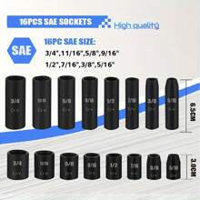 50pcs 3/8" Drive Impact Socket Set, Chrome Vanadium Steel Hex Design Including SAE Sizes From 1/4" 5/16" To 3/4" And Metric 8mm To 22mm, Equipped With Ratchet Wrench, Extension Bar, Adapters