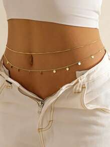 Gold Waist Chain For Women, Sexy Layered Belly Waist Chain Waterproof Beads Chain Summer Non Tarnish Body Chain Jewelry Gifts For Women