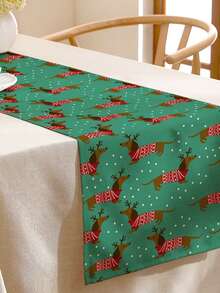 1pc Christmas Tree & Snowflake Leaf Print Table Runner, Holiday/Party/Birthday/Dinner Table Decor, Suitable For Festival, Kitchen, Dining Room, Home Decoration, All Seasons - Multicolor - View 32
