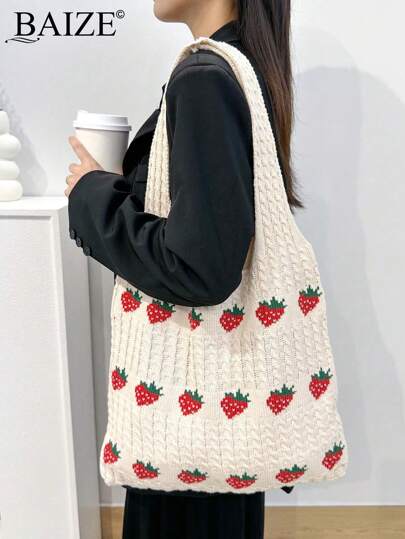 ENBEI حقيبة كروشية يد كبيرة السعة بنقشة الأزهار الرجعية العطلات، بحمالات كروشيه للكتف للنساء، موديل كبير السعة مناسب للخياطة باليد والكروشيه، لحفلات الزفاف والكليات وأعياد الميلاد والعطلات والإكسسوارات الملائمة للشاطئ