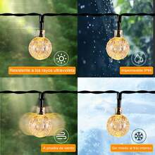 CasaBella 15 m 90 LED serie de luces navideñas solares decoración exterior navidad Christmas navideño guirnalda solar vintage impermeable bola cristal IP65 tiras luces patio jardín reuniones fiesta burbuja luz led decoración navideña solar jardín exterior - Dorado - Ver 6