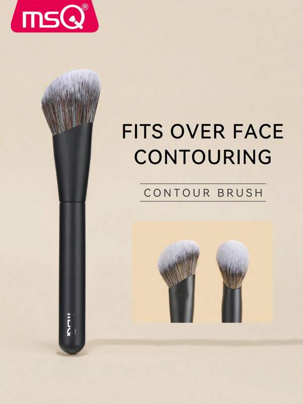 MSQ Angled Face Contouring Makeup Brush Set, Dual-Ended Foundation Highlighter Brush, Nose Contour Brush, Ultra-Soft Densely Packed Synthetic Makeup Brushes For Concealer, Contouring, Foundation Cream And Liquid, Suitable For Daily Facial Makeup