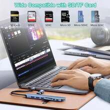 8-IN-1 USB Hub 3.0 USB C Hub Dock Station 5Gbps High Speed Transmission USB Splitter Type C To USB OTG Adapter For  Pro - Expand USB & Type C & 3.5mm & SD/TF - View 4