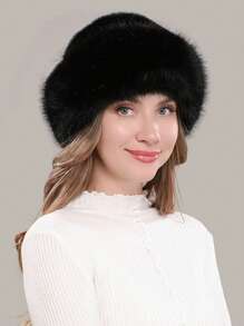 1PC Hat Women's Winter New Thick Warm Fashion Simple Fisherman's Hat Imitation Mink Hair Ladies Mongolian Hat Warm And Comfortable Shade