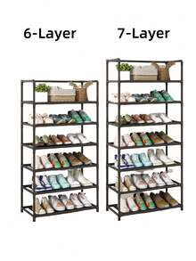1pc Black Metal Shoe Rack With Handrail, Space Saving, Minimalist Anti-Dust Design, Sturdy, Fashionable, Easy Assemble/Disassemble, Portable, Suitable For Living Room, Bedroom, Entryway, Office, Home, Multi-Layer Storage, Holiday Gift, Children Gift - Multicolor - View 18