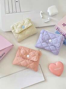 Gesteppte diamantförmige Gitter Münzbörse mit Druckknopf, Kartentasche, Dokumententasche, Multifunktions-Finishing-Tasche für Frauen-Geldbörse, Mini-Geldbörse, Geldbörse, Reisegeldbörs, Münzbörse, Handgelenktasche