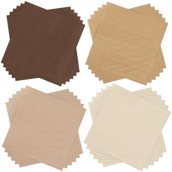 Set da 20 pz/40 pz/60 pz/80 pz, Tovaglioli di carta monouso per cocktail, tovaglioli quadrati di carta per bevande, tovaglioli di carta per dessert per matrimoni, compleanni, feste estive (Serie marrone, 6,5x6,5 pollici)