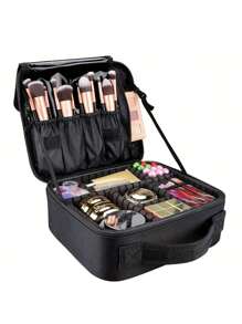 1pc Makeup Case Professional Beauty Brush Women Cosmetic Suitcase Waterproof Make Up Organizer Travel Storage Box For Manicure, Makeup Case Professional Beauty Brush Women Cosmetic Suitcase Waterproof Make Up Organizer Travel Storage Box For Manicure, Travel Makeup Case, Large Capacity Makeup Case Organiser Portable Travel Makeup Bag With Adjustable Dividers And Girls Bag, Christmas Gifts, Pouch, Travel, Pouch, Clutch / Small Handbag, Makeup Organizer, Pouch, Brush Holder, Mini Pouch, Large Capacity Pouch
