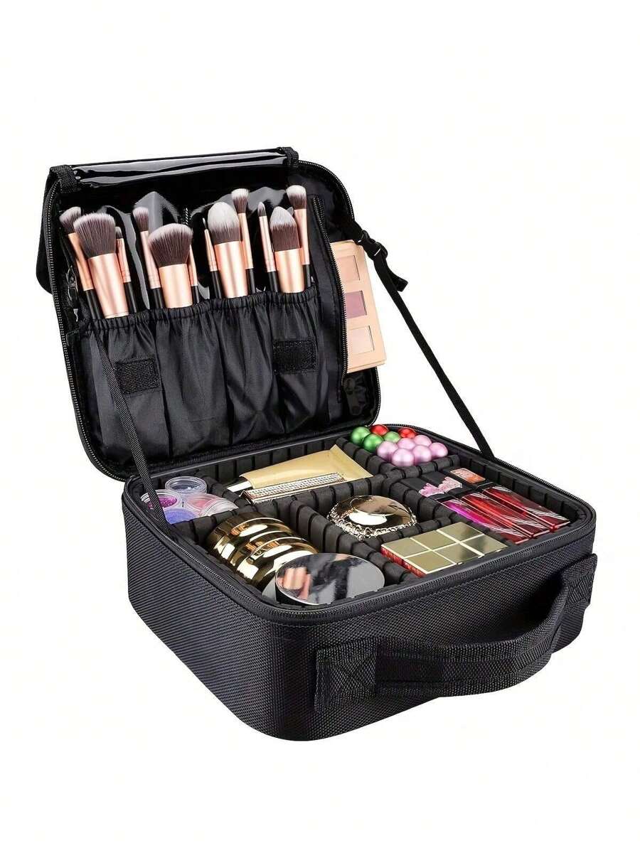 1pc Makeup Case Professional Beauty Brush Women Cosmetic Suitcase Waterproof Make Up Organizer Travel Storage Box For Manicure, Makeup Case Professional Beauty Brush Women Cosmetic Suitcase Waterproof Make Up Organizer Travel Storage Box For Manicure, Travel Makeup Case, Large Capacity Makeup Case Organiser Portable Travel Makeup Bag With Adjustable Dividers And Girls Bag, Christmas Gifts, Pouch, Travel, Pouch, Clutch / Small Handbag, Makeup Organizer, Pouch, Brush Holder, Mini Pouch, Large Capacity Pouch