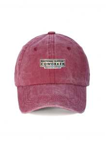 1pc "COWORKER" Printed Baseball Cap - Vintage Washed Style, Adjustable Unisex Hat, Ideal Sun Protection For Outdoor Activities, Fashionable For Men & Women, Holiday Gift