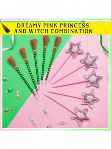10pcs-Princess And Witch Party Favors Including 5Pcs Star Ballpoints And 5Pcs Witch Broom Pens Pink Pentagram Wand Green Stripes Broom Pens For Halloween Party Supplies Decorations Gifts,Back To School Gifts Back To School, School Thingsfor Girls/Boys, Backpack,School Supplies - Multicolor - View 4