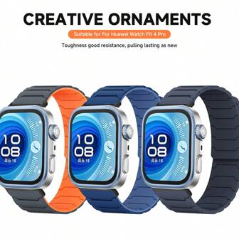 สายรัดแบบห่วงแม่เหล็กเข้ากันได้กับ Huawei Watch Fit 3/4/4Pro สายซิลิโคนแบบสปอร์ต เข้ากันได้กับ Samsung Galaxy Fit 3 Smart Bracelet สายนาฬิกาแบบรัดข้อมือ
