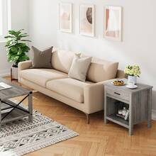 Table de chevet de style campagnard, tables de chevet en bois, tables de nuit, table d'appoint avec tiroir et espace de rangement pour les chambres - Gris - Voir 7