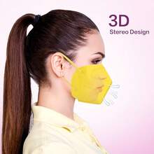 Miuphro KN95 Face Mask 50 Pack, Disposable Respirator Masks, 5 Layer Design Safety Mask For Protection, Ideal For Men And Women (White) - Yellow - View 5