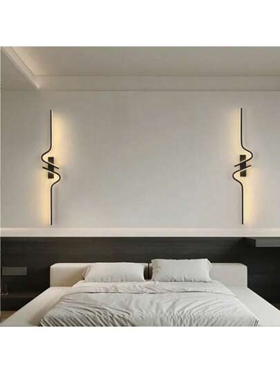 Moderne LED Wavy Wand Lamp, Home Providing Warm Lighting. This Aluminum Sconce Is Ideal Bedside, Luxe Indoor Lighting, Entryway, Attic, Garden, Porch, Dining Hall, Corridor, Living Room, Kitchen Isl Bedroom. view 4