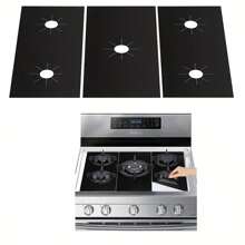 3-Piece Set 5-Hole Gas Stove Protector Mat, Kitchen Cleaning Non-Stick Reusable Stove Scratch Guard Cover