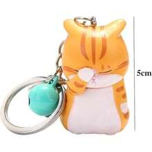 Cute Shy Cat Keychain Charms By Kitten PVC Key Ring With Bell Adorable Animal Pendant For Car Keys Bag Dration And Backpack Kawaii Cat Keychain For Women Handbag AccoryOrange-0029 - 如圖 - 查看 4