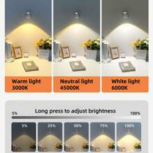 1 Piece,Modern LED Wall Lamp, USB Charging Wall Lamp, With Remote Control, 3 Color Temperature And Brightness Adjustments, 350 ° Rotating Lamp Head, With Rechargeable Battery, Suitable For Bedroom Bedside Table, Study And Reading Lighting, Home Mural, Photo Frame Lighting Wall Lamp