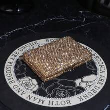 1PC ,Luxury Rhinestone Encrusted Credit Card Holder, Card Case, And Business Card Case For Men And Women. Compact Design, Easy To Carry. Holds Business Cards, ATM Cards, And Cash. Perfect For Business, Travel, And Daily Use. An Ideal Gift For Holidays.