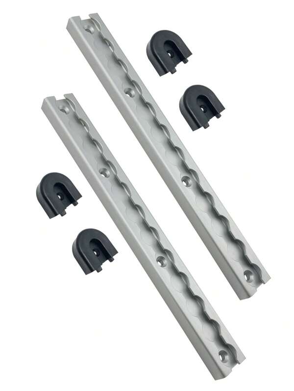 2 Stück 30cm silberne/schwarze eloxierte quadratische logistische Frachtcontroll-Zurröse aus Aluminium L-Schiene mit Kunststoffkappe, kompatibel mit Einzelbolzenhalterung für Wohnmobil, Geländewagen, Van, Geschlossen Anhänger, Lkw-Ladefläche