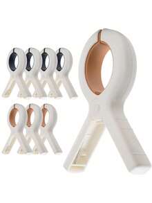 10 件沙滩巾夹毛巾架衣夹衣夹椅夹悬挂夹。超大沙滩巾夹，5.1 英寸毛巾夹适用于沙滩椅巡航重型，毛巾架夹适用于衣服泳池船，2 种颜色：卡其色和蓝色。