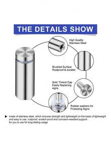 30 Chapetones 16x25mm Montaje Herrajes Vidrio Acero Inoxidable Revestimiento Níquel Cepillado Corrosión Resistente Soportes Ajustables Para Acrílico Madera Aluminio Plexiglás Tableros De Mesa Letreros Pared