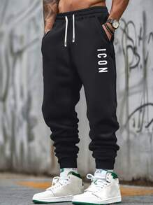 Pantalones casuales de corte regular para hombres con estampado gráfico de letras, cintura elástica con cordón, adecuados para actividades al aire libre como correr, golf, pesca, baloncesto, camping, gimnasio, natación y playa, gran regalo para esposo o novio