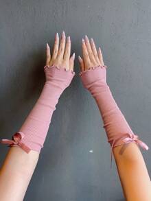 1 Pair Y2K Style Women Knitted Arm/Leg Warmers, Fashion Street Decorative Gloves, Holiday Small Gift, Suitable For Daily Wear - A - View 4