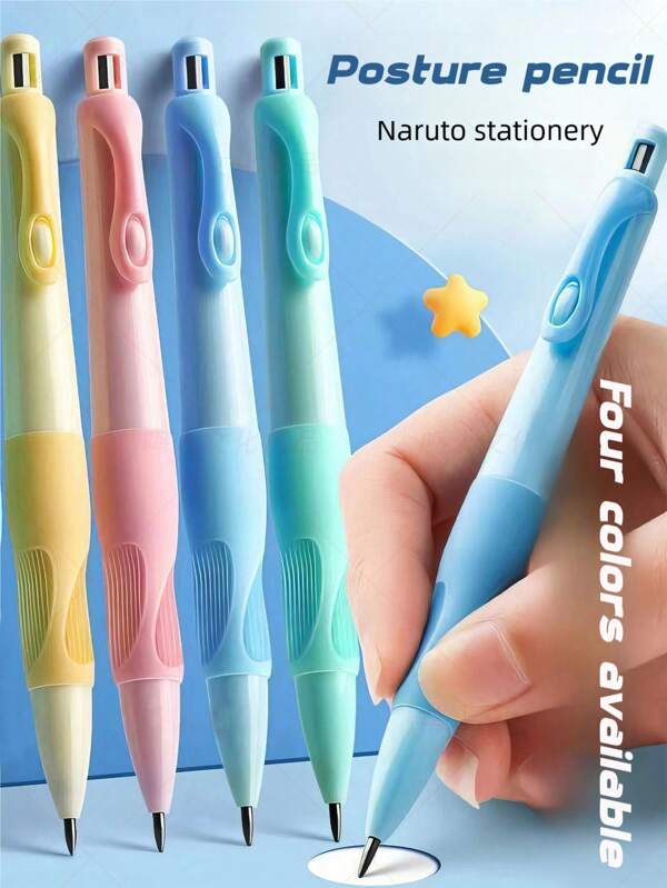 4 pièces Crayon automatique orthographique en forme de dauphin, crayon d'activité à préhension correctrice de 2,0 mm, retour à l'école, crayon de pratique pour élève de l'école primaire