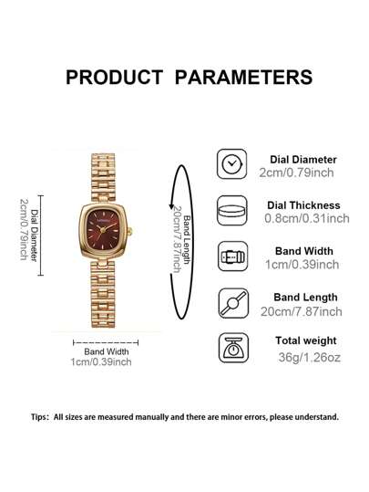 LI Piece Square Dial Watch, Vintage, Elegante Studded Numerals Inlay ation, Stainless Steel Detachable Strap Perfect Everyday Wear, Birthday s, Parties, Holiday Gatherings, As The Ideal Yourself Or Friends view 6