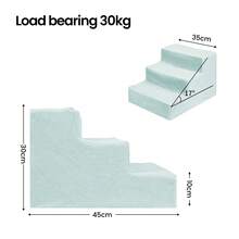 Washable Pet Stairs For Small Dogs & Cats – Soft Non-Slip Plush Cover With Stable 3/4-Step Design" - 3 Steps Gray - View 4