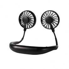 Ventilador de verano portátil, ventilador refrigerado, ventilador de cuello con manos libres, ventilador colgante recargable por USB de 1200 mAh, mini ventilador deportivo con 3 velocidades ajustables, ventilador doble para el hogar y la oficina