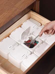 2 piezas/1 pieza Caja de piezas antidolvo plegable, caja de herramientas de escritorio, caja de almacenamiento de accesorios de tornillos, caja de clasificación y ordenación con rejilla