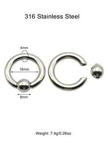 1 sztuka gorąca wszechstronna duża średnica ze stali nierdzewnej okrągły sztanga piercing przegrody nosowej obręcz z kulką męskie pierścienie PA pierścień z koralikami sprężynowy duży rozmiar kolczyki dla kobiet pierścienie BCR ekspandery uszu rozciągacze uszu ciężarki do uszu biżuteria do ciała 12G 10G 8G 6G 4G 2G 0G 00G/10mm 12mm okrąg średnica wewnętrzna 10mm-22mm
