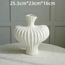 1 pieza de jarrón de plástico imitación cerámica para cultivo de agua, jarrón chic de plástico para sala de estar, decoración de escritorio moderna y minimalista - Blanco - Ver 3